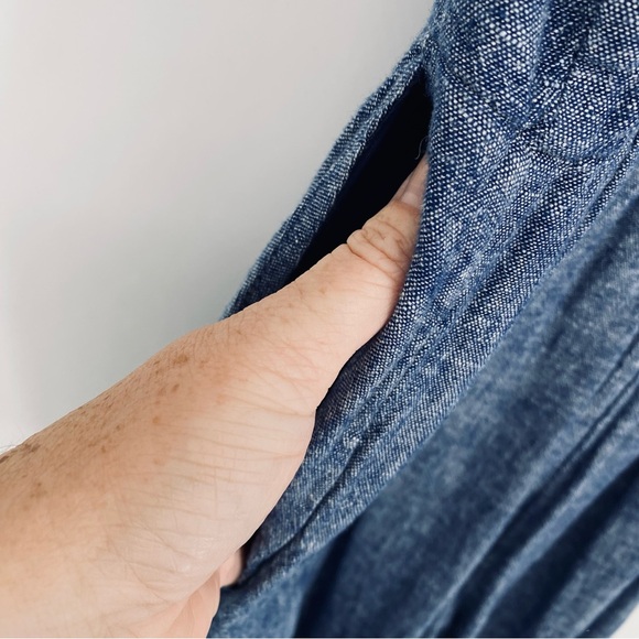 Old Navy Jumpsuit Cropped Wide Leg Linen Blend Smocked Back Bohemian Festival XL - Picture 3 of 10